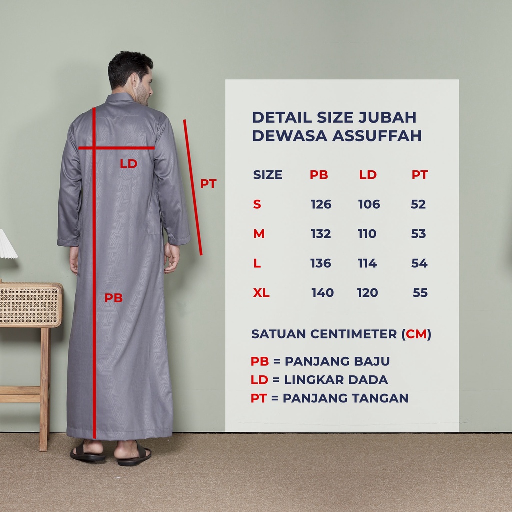 Jubah Pria Motif Harmain Bahan Embos Kancing Inport Rahman Series Original Assuffah