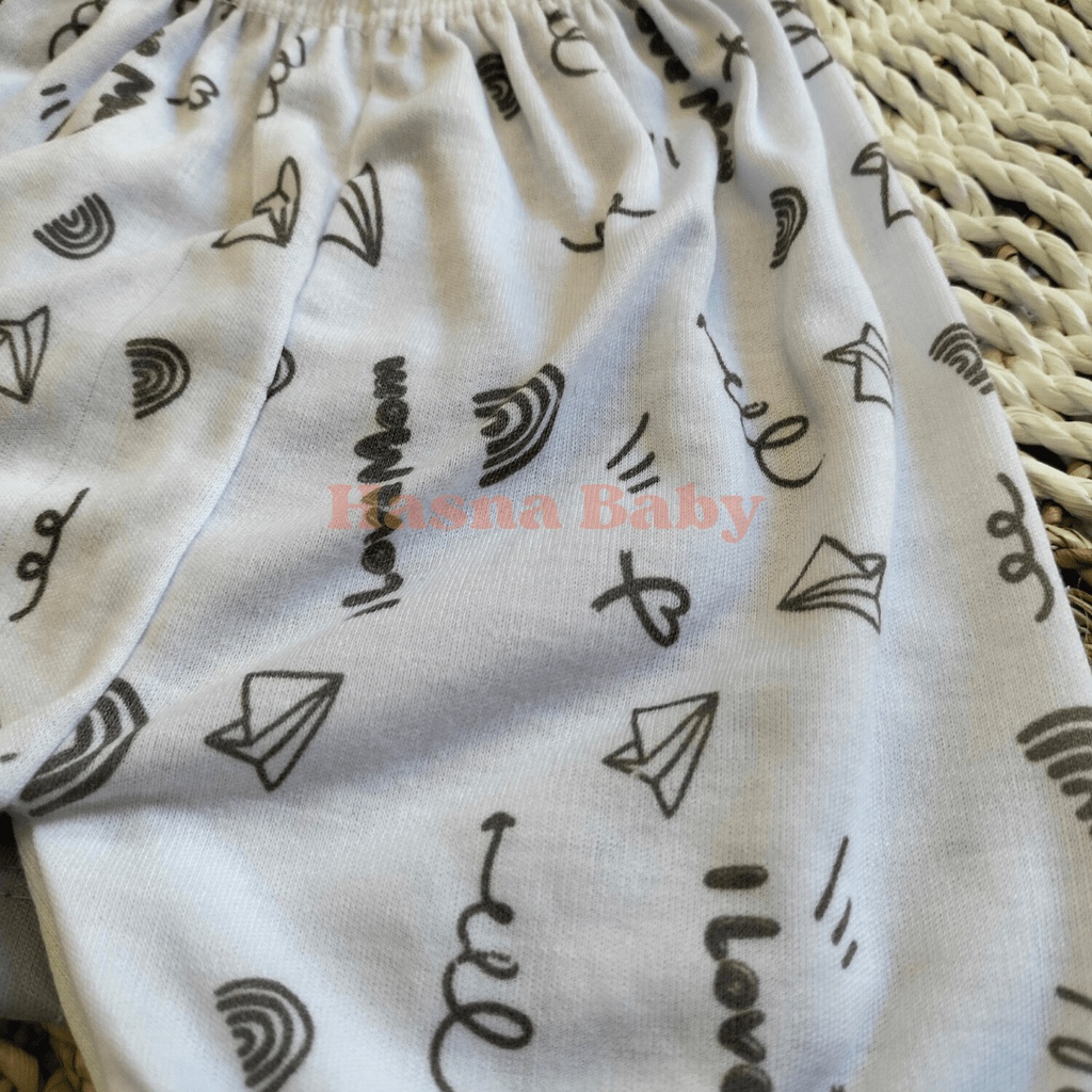Paket 6pcs Setelan Baju Bayi Baru Lahir Lengan Pendek kekinian Lucu Seri Abu- juragan Lebak