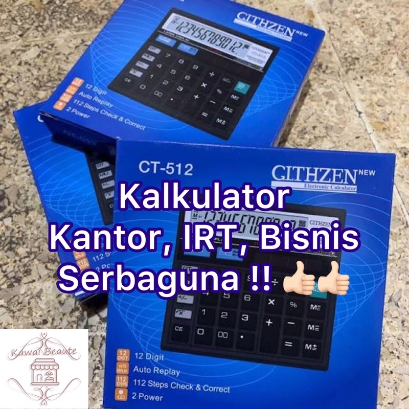 Kalkulator CT-512 Citizen 12 Digit GLTHZEN / LUMMENT Isi 80 pcs/ctn
