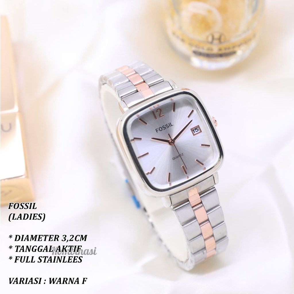 (BISA COD) JAM TANGAN WANITA FASHION FULL STAINLEES TANGGAL AKTIF