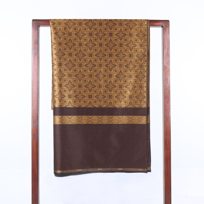 Kain Batik BHS Excellent Motif Jacquard Warna Coklat Gold