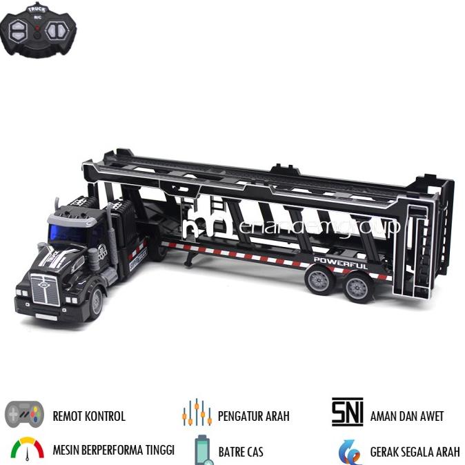 MAINAN MOBIL REMOT KONTROL RC TRUK KONTAINER TRAILER TOWING DEREK