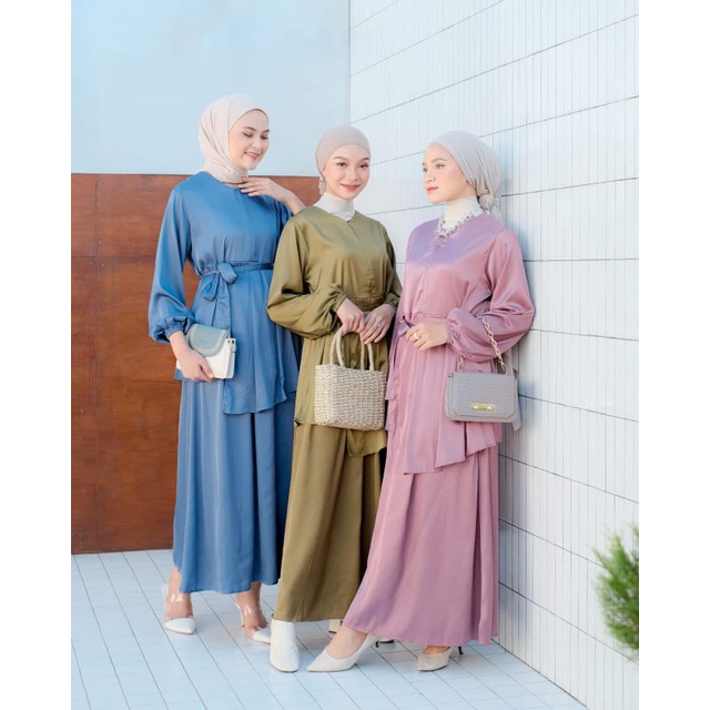 Monika Set Skirt Armani Silk Ld 104/One Set Polos/One Set Satin/One Set Kerja/Setelan Kondangan