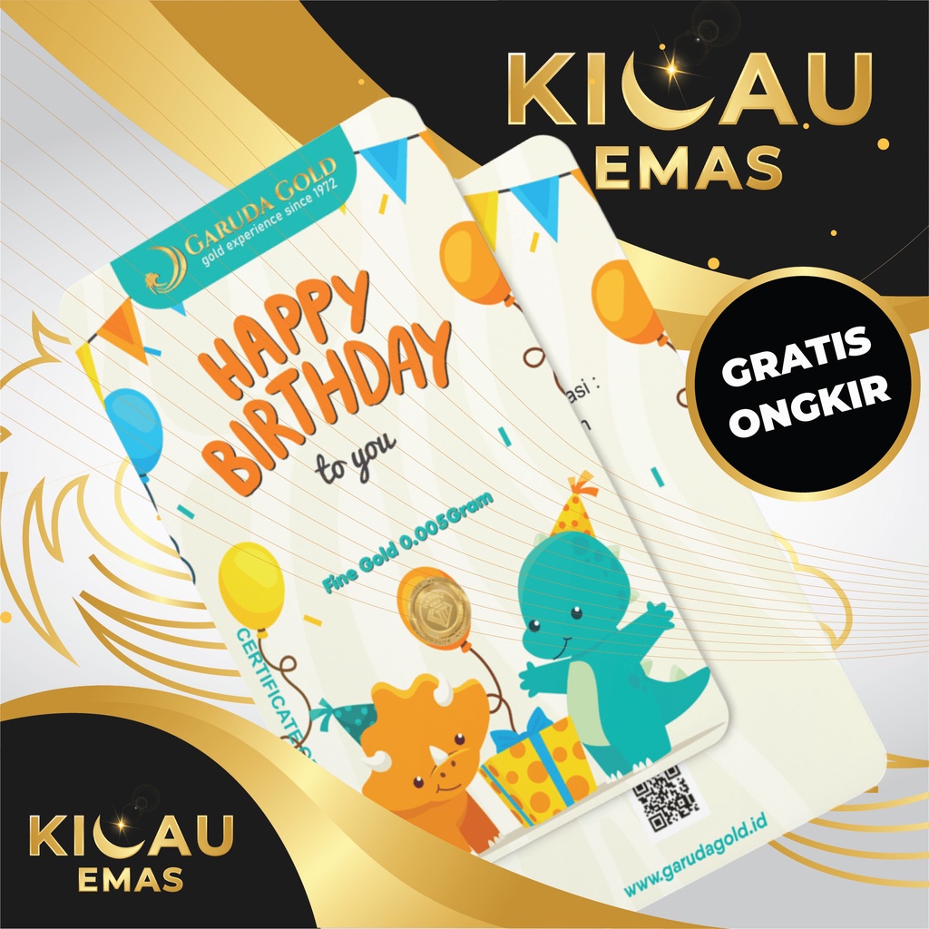 Garuda Gold 0.005 Gram Kids Birthday Gift Series Emas Batangan Murni 24 Karat Bersertifikat