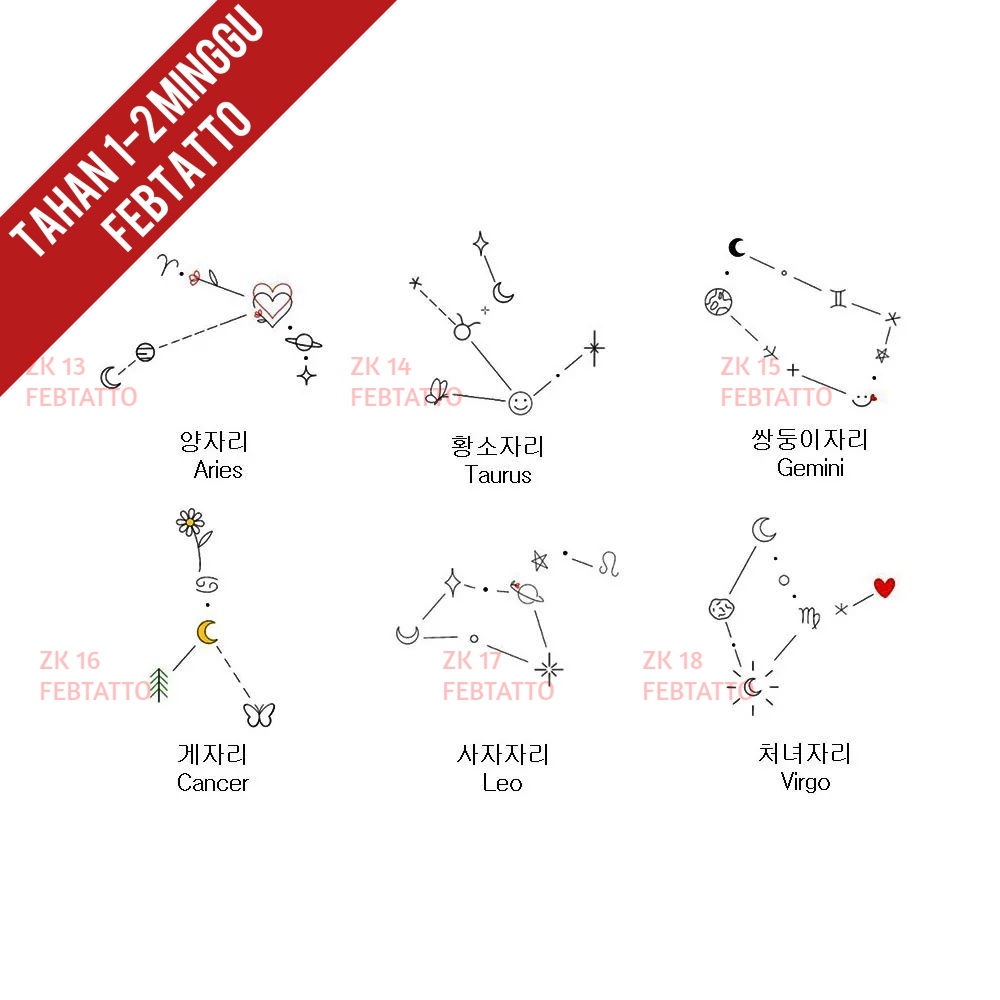 Tato Temporer Tato zodiak Stiker Tatto - ZK 13-18