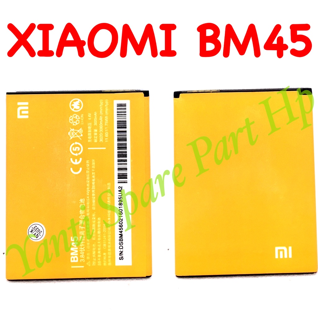 Baterai Xiaomi Redmi Note 2 BM45 Original New