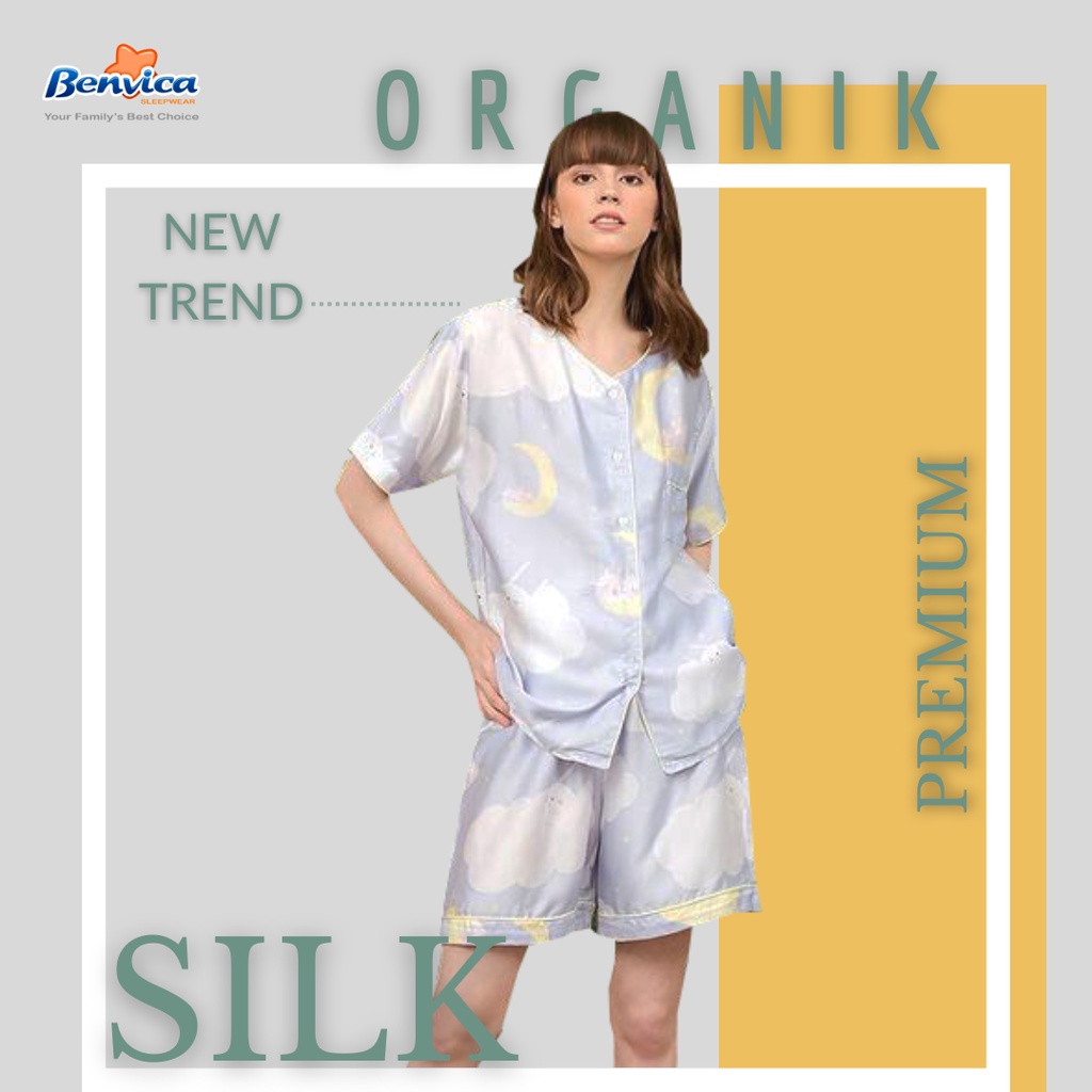 BAJU TIDUR CELANA PENDEK KATUN ORGANIK SILK PREMIUM GREET