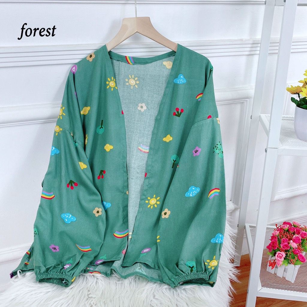 Outer Kiyowo Motif Cardigan Lengan Balon Korean