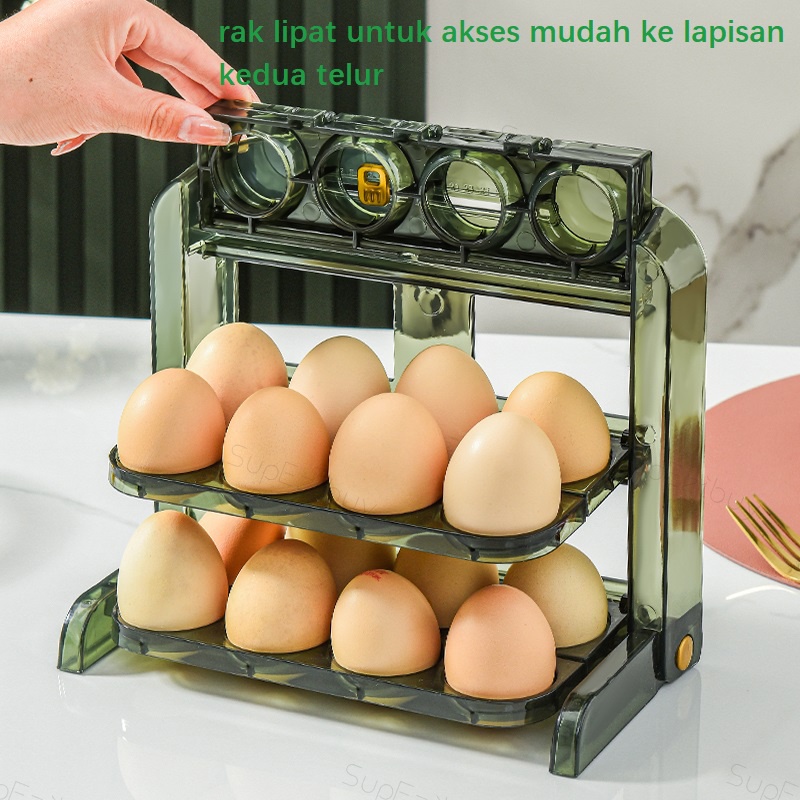 Rak Telur 3 Layers Egg Box/Kotak Penyimpanan Telur Rak Serbaguna 24 Lubang/3 Tier Egg Holder Egg Storage Box Organizer