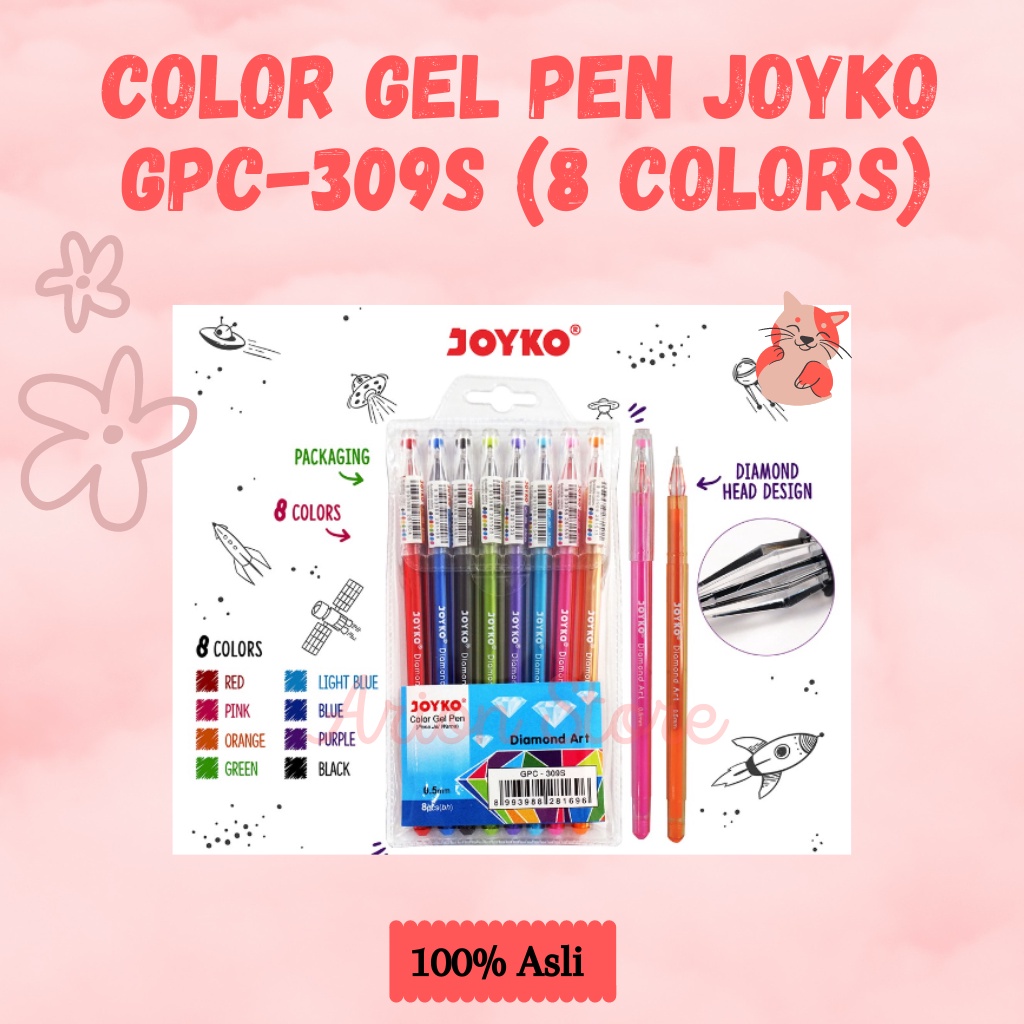 

[ARION STORE] Ballpoint gel warna diamond 8pcs GPC-309S / Ballpoint Gel Warna Set 8pcs [SET]