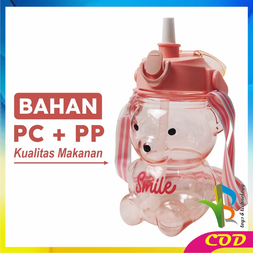 RB-C589 C592 Botol Minum Anak Boneka Bear Beruang 1 Liter Polos Gradasi / Tumbler Minum Anak Karakter Bear Gemoy Pelangi