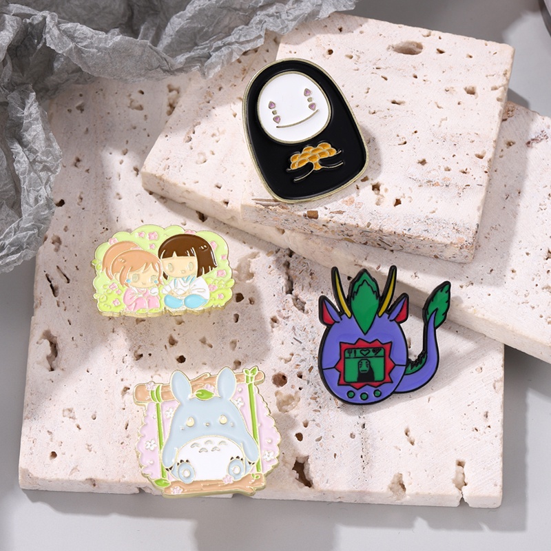 Anime Jepang Peripheral Lapel Pin Lucu Totoro Bros Tanpa Wajah Laki-Laki Lencana Hadiah Untuk Teman Pakaian Aksesoris Perhiasan