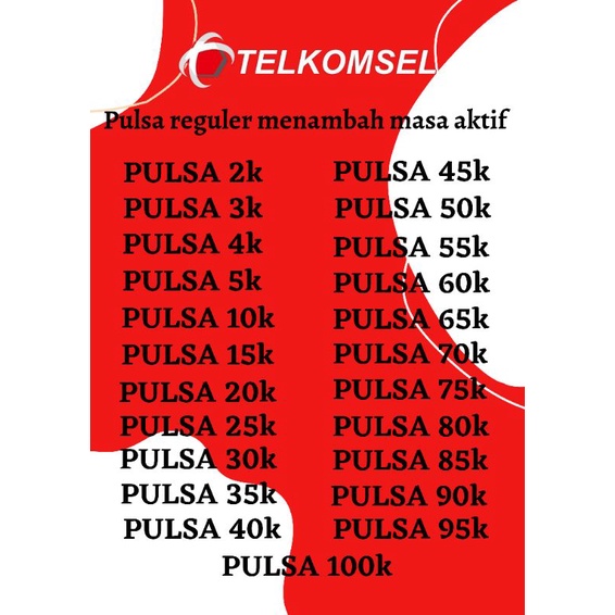 PULSA REGULER TELKOMSEL 2-10k