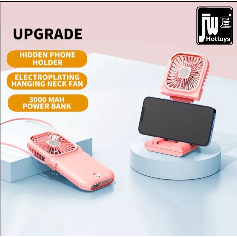Kipas Angin Portable Mini Model Gantung Mini USB Powerbank 3000mAh