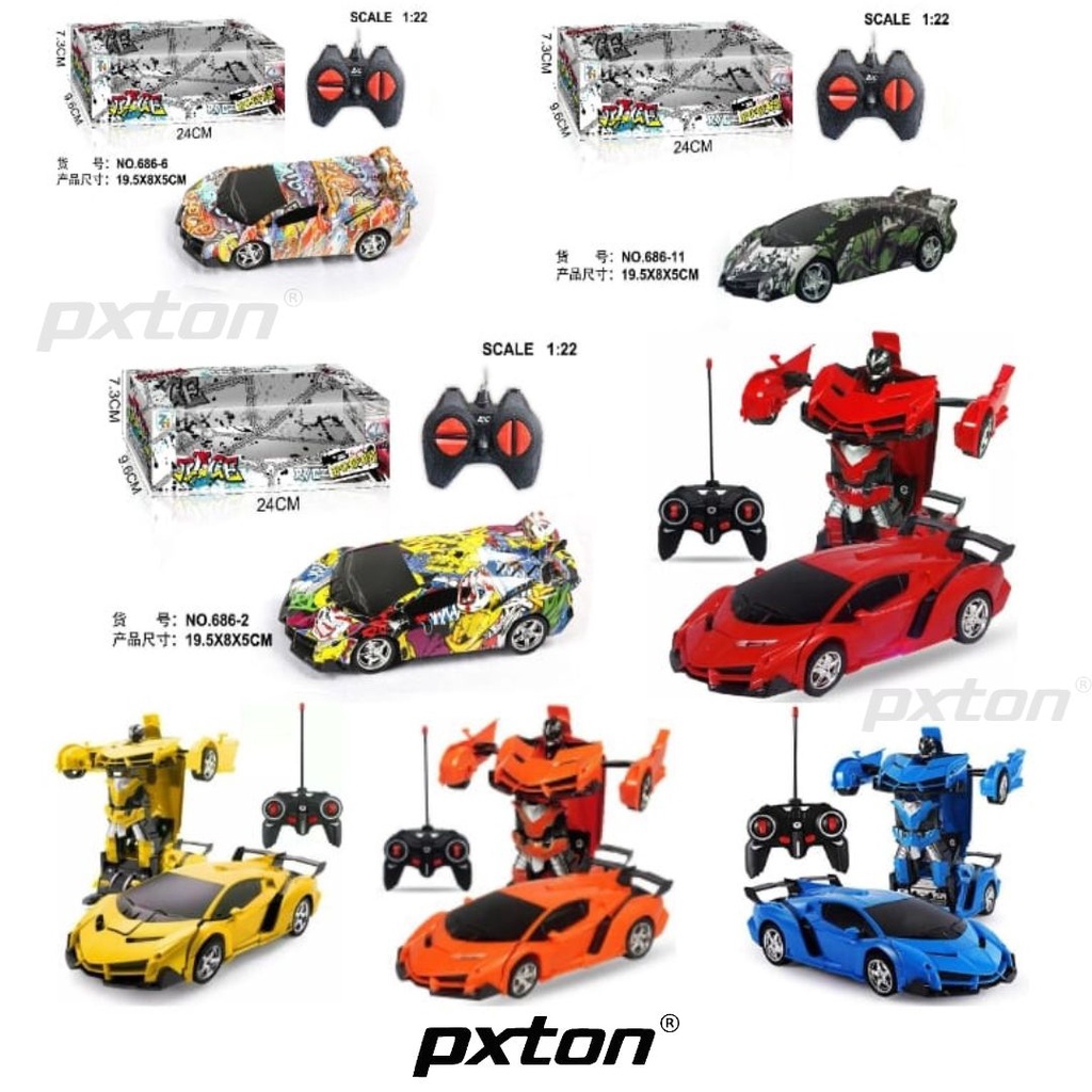PXTON - RC TRANSFORMER 1: 18 MOBIL REMOT JADI ROBOT BATERAI CAS /mobil murah / mobil remote control