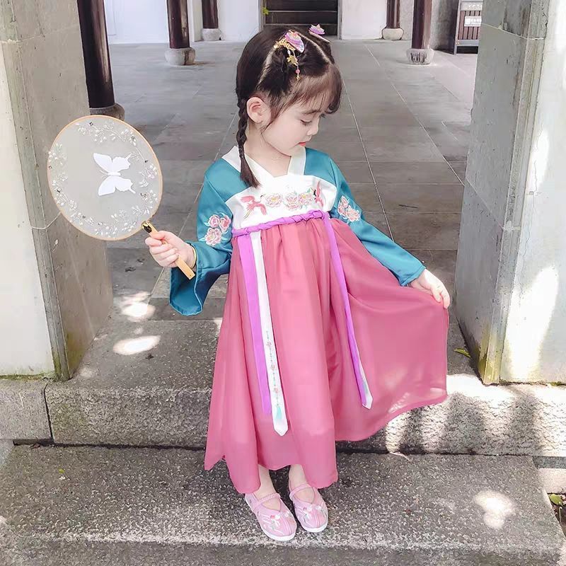 Dress Anak Perempuan Hanfu Korean Style Hijo Pink Flamingo 2-11 Tahun