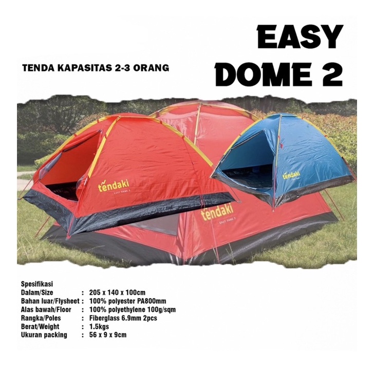 TANDA CAMPING OUTDOOR TENDAKI EASY DOME 2p ORANG