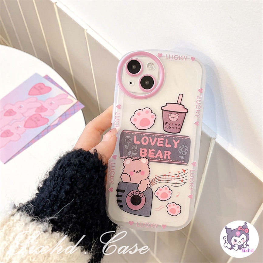 Realme C55 C53 C33 C35 C30s C25s C21Y C15 C12 C11 C30 C20A C25Y C3 C31 C21 C17 Realme 10Pro 9i 7i 6i 5i 5s Narzo N53 N55 30A 50A 50i Prime Kartun Milk Tea Bear Casing Ponsel Lembut Penutup Mata Besar
