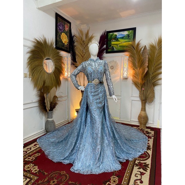 Gaun Elisab ice blue Gaun pengantin Gaun pernikahan