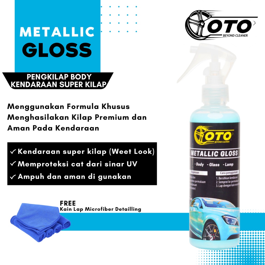 Pengkilap Body Motor dan Mobil - Metallic - Wet Gloss -  Free Applicator - Metallic Gloss - OTO Cleaner - WAX - SUPER INSTANT SEMI COATING - PENGKILAP MOBIL - PENGKILAP MOTOR pengkilap super - pengkilap body mobil - pengkilap body motor