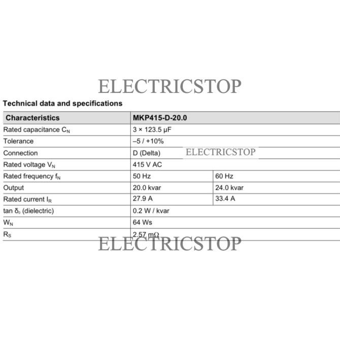 Epcos Mkp 415 D 20 01 Three Phase Capacitor Kapasitor Bank 20Kvar