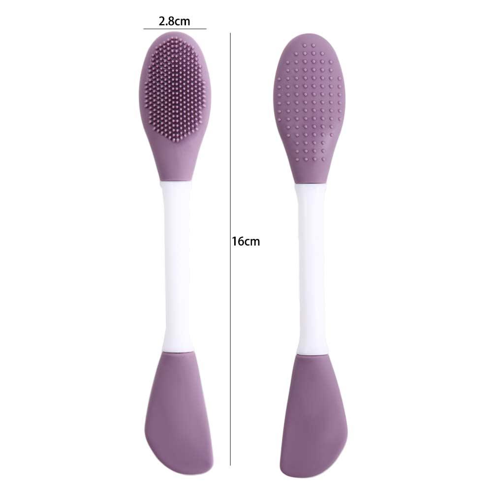 Rebuy Silicone Face Mask Brush Ungu Tahan Lama Komedo Exfoliator Alat Kosmetik Wajah Lembut Skincare Aplikator Salon Rumah Sikat Kepala Ganda