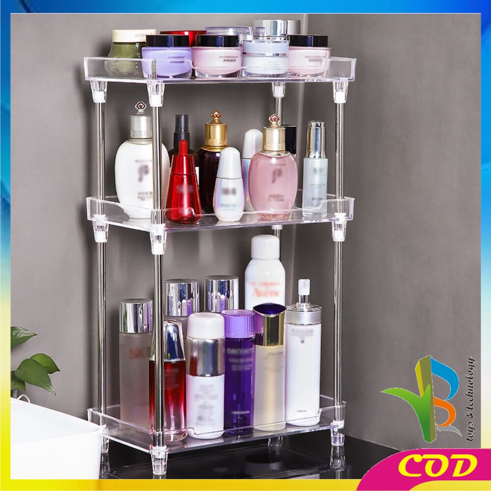 RB-K15 Rak Kosmetik Acrylic 2 / 3 Tingkat Serbaguna Rak Penyimpanan Multifungsi / Make up organizer