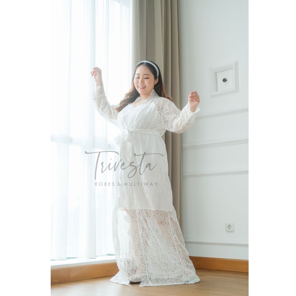 [BIG SIZE] Whitney Robe- KIMONO PENGANTIN BROKAT PANJANG WEDDING ROBE KIMONO BRIDE