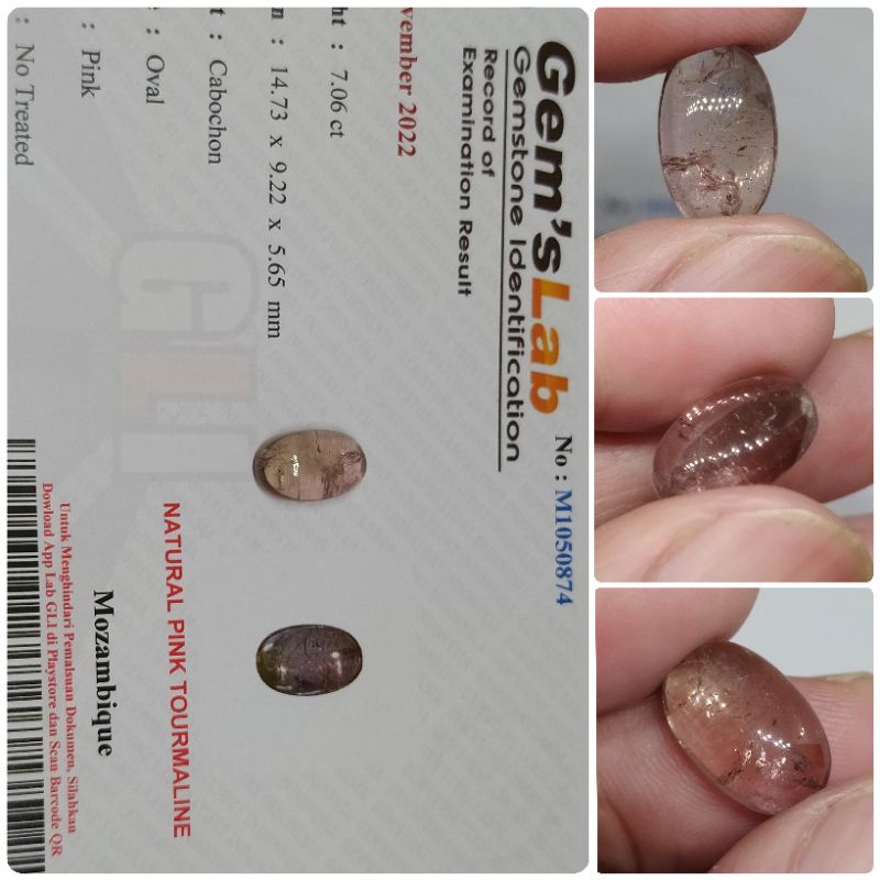 Natural Pink Tourmaline 7,06ct Top Kristal NTE/NTD memo GLI