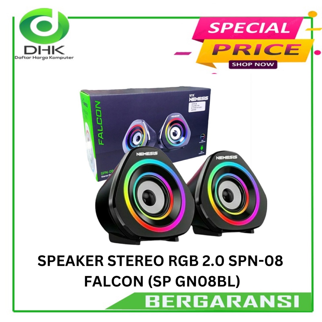 SPEAKER STEREO RGB 2.0 SPN-08 FALCON  (SP GN08BL)