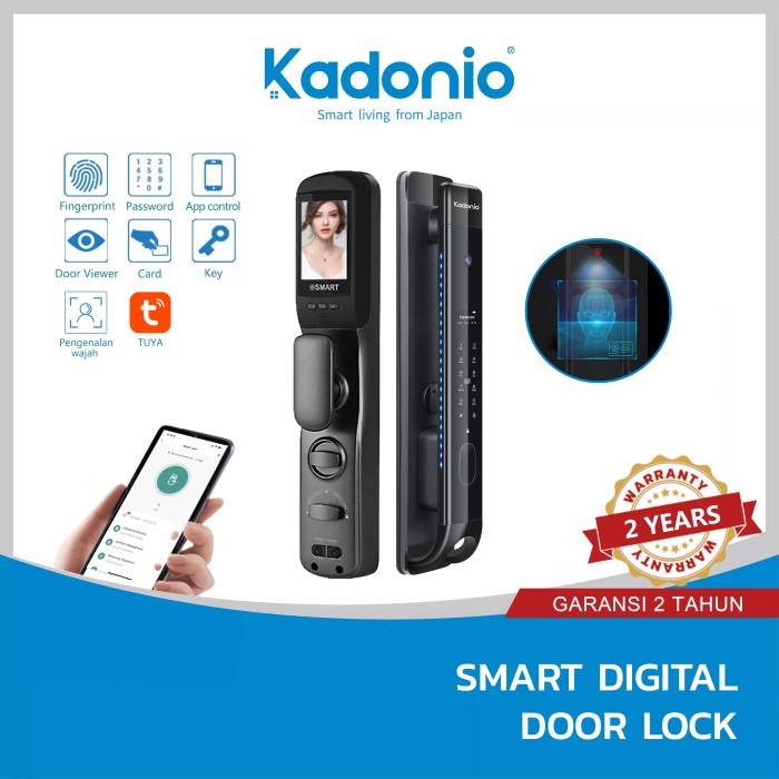 Kadonio Kunci Smart Lock Otomatis App dengan Face Id membuka kunci