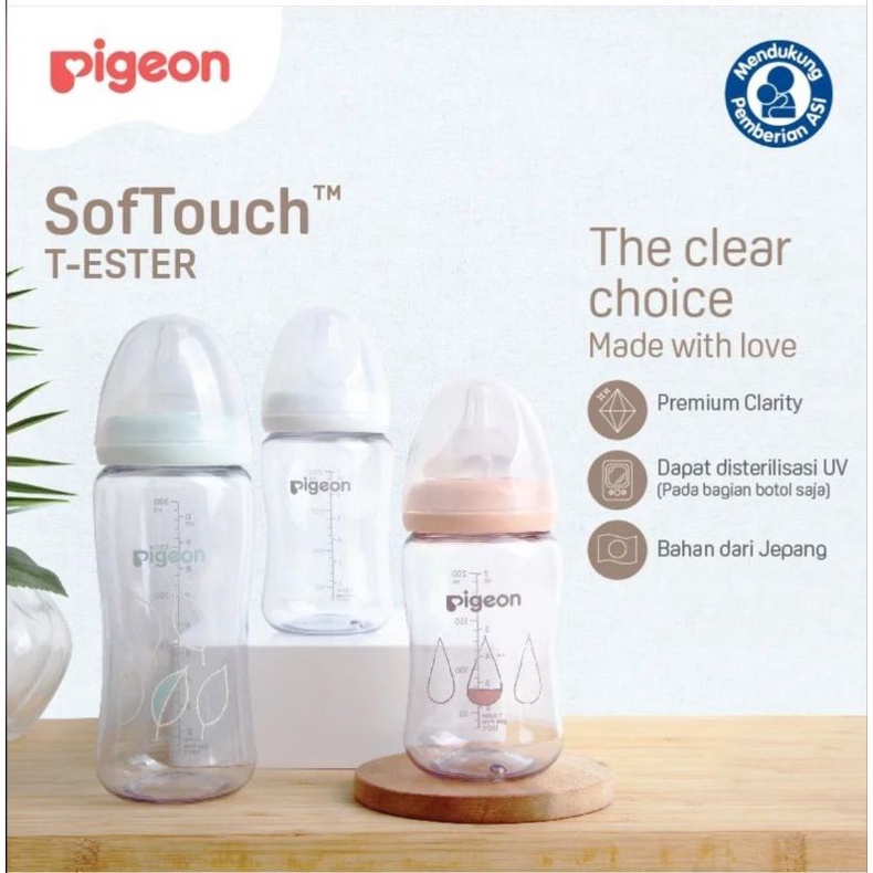 Pigeon T Ester Feeding Bottle / Pigeon Wideneck Pigeon- Soft Touch T-Ester 200ml 300ml / Pigeon T Ester