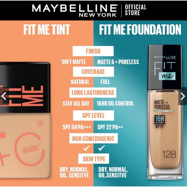 Maybelline Fit Me Fresh Tint - Foundation Tint With Vitamin C And SPF 50 For Fresh &amp; Bright Look Face Make Up