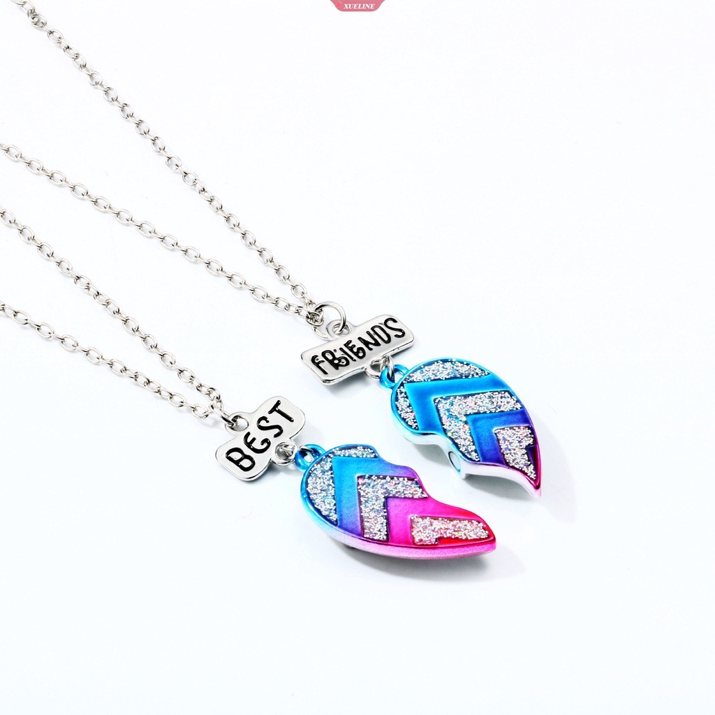 Fashion Anak Baru BFF Gradien Warna Cinta drop Minyak Kalung magnet splicing symphony spray paint necklace [ZXL]