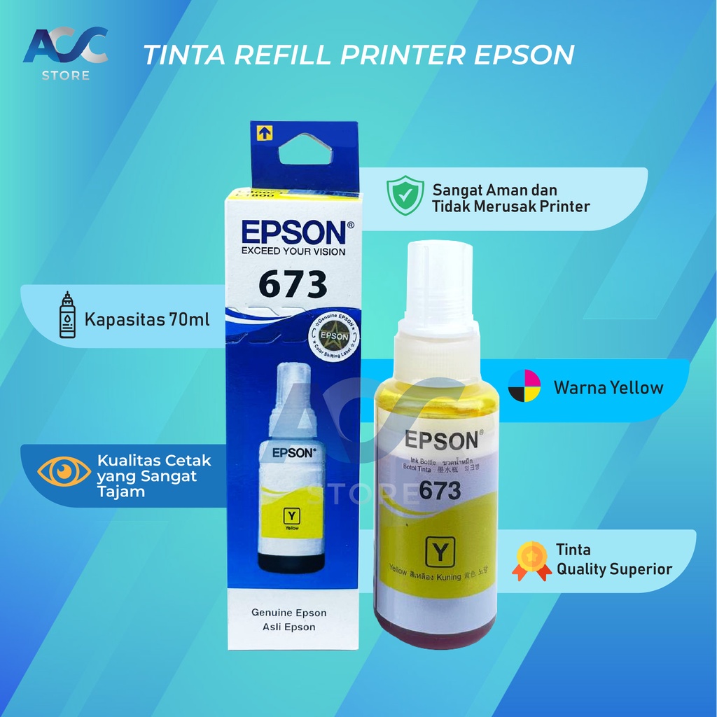 1 SET 6 PCS Tinta Epson 673 Isi Ulang Printer L800 L805 L810 L1800 BK C Y M LC LM