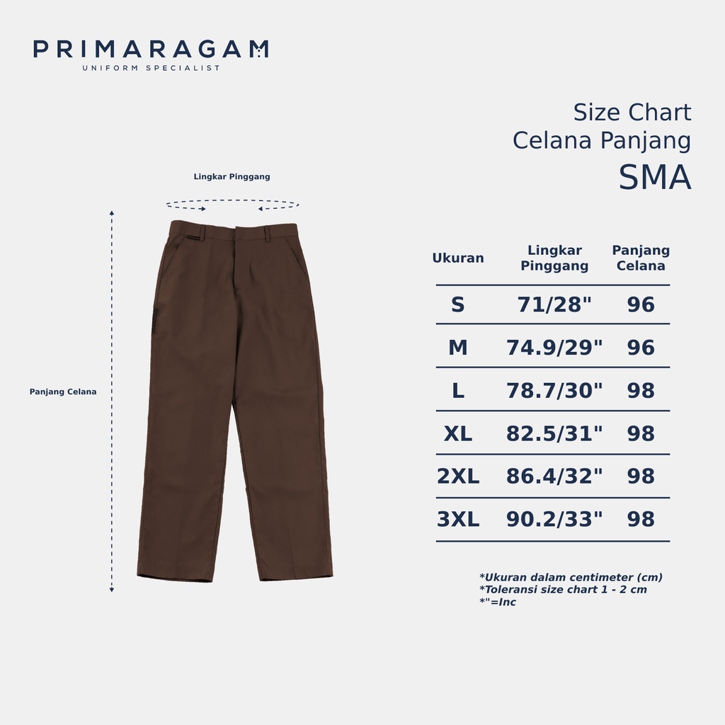 Celana seragam sekolah pramuka smp sma smk panjang coklat cokelat pria laki laki cowok standar