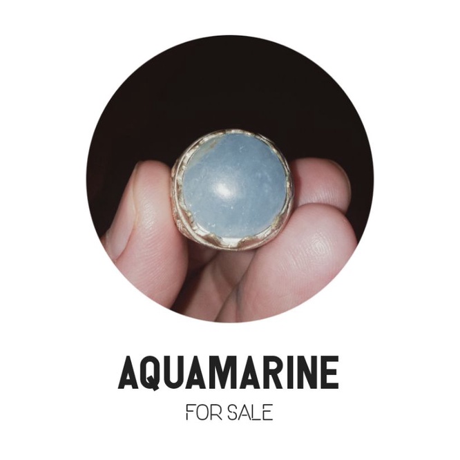 Cincin Batu Permata Aquamarine Natural