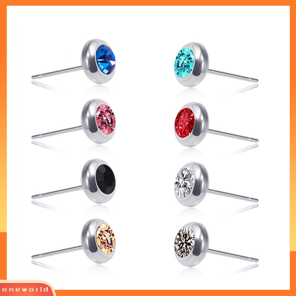 [WONE] Unisex Berlian Imitasi Stainless Steel Ear Stud Earrings Helix Piercing Perhiasan Hadiah