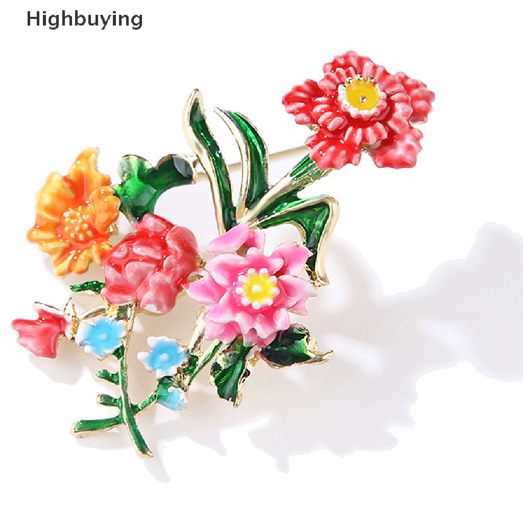 Hbid Enamel Warna-Warni Peony Bros Untuk Wanita Enamel Yang Indah Bunga Besar Bros Desain Baru Sweater Pin Mantel Gaun Perhiasan Hadiah Glory