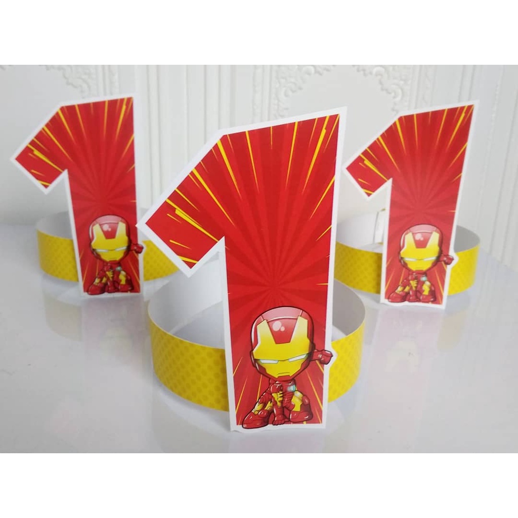 topi melingkar iron man / topi ultah iron man / topi ultah melingkar iron man