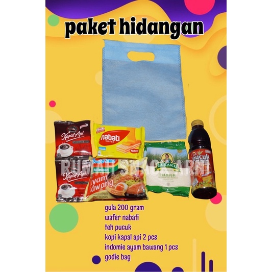 

PAKETHIDANGAN/PAKETHAJAT/PAKETMURAH/SEMBAKOMURAH/KOPI/NABATI/GULAKU/TEHPUCUK/INDOMIE