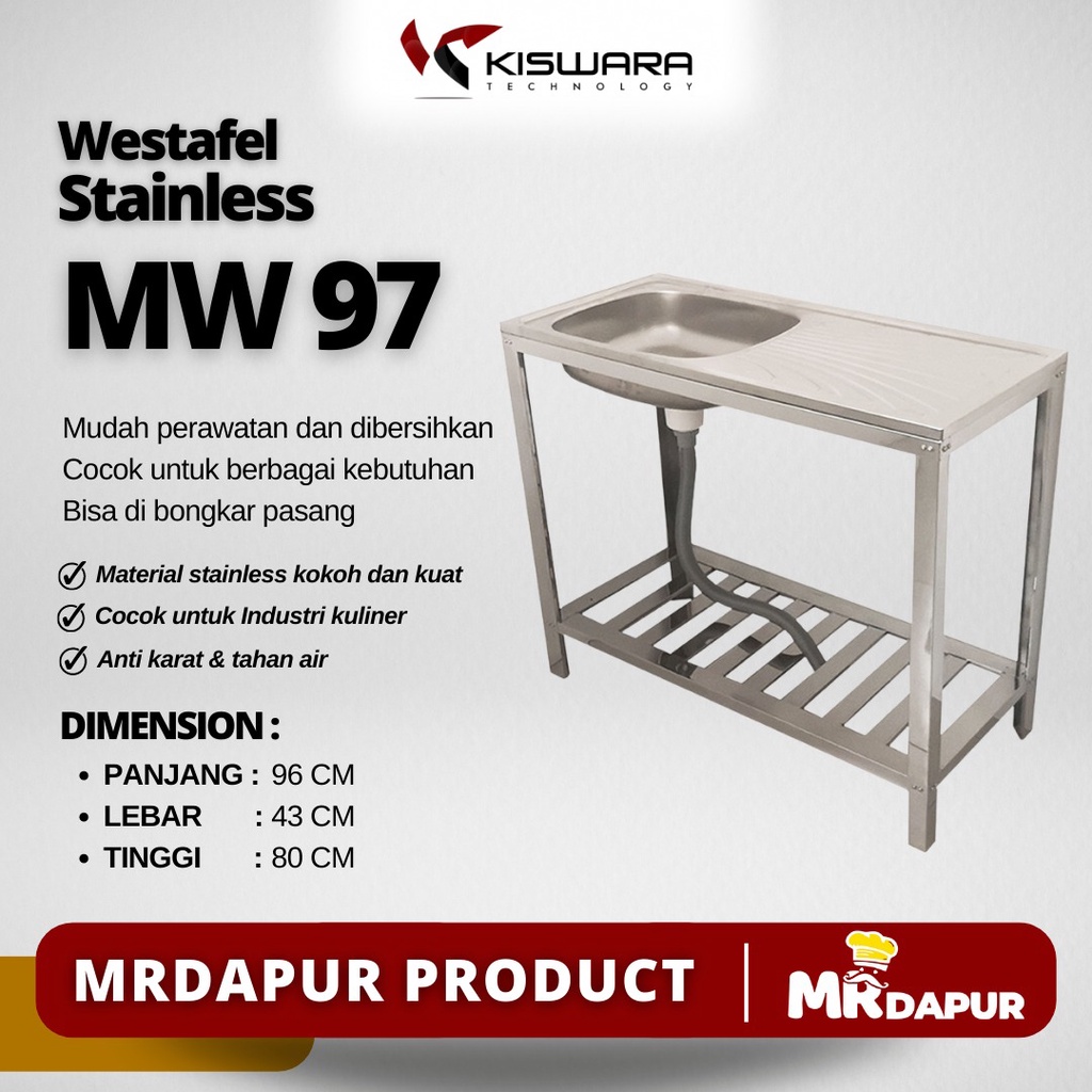 Westafel Stainless Steel Kaki MrDapur MW 97 wastafel sby