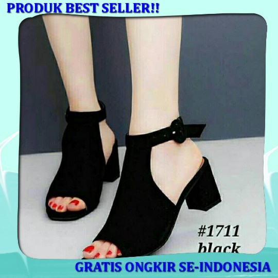 Davis Collection Sendal Pesta Rajut Karet Import - Sandal Heels Wanita Hak Kaca Kekinian 2022 Ag 42 