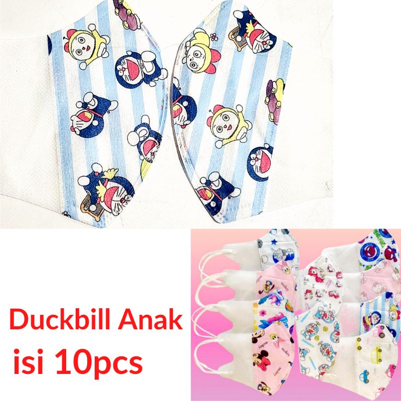 MASKER DUCKBILL ANAK ONCARE MOTIF DORAEMON DORAMI ISI 10PCS 3-10TAHUN