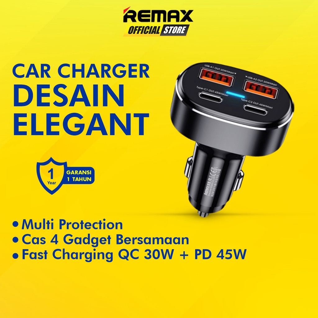 Remax Duke Fast Car Charger Fast Charging 75W PD+QC 4 Port RCC-329