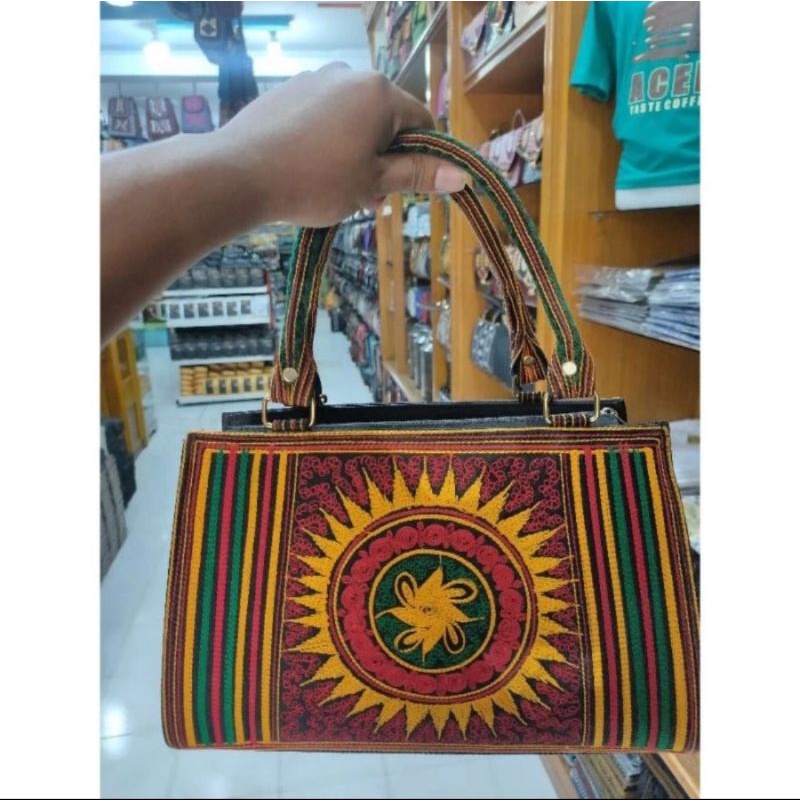 Tas Selempang Cewek Motif Kerawang Gayo || Tas Wanita Kerawang Gayo