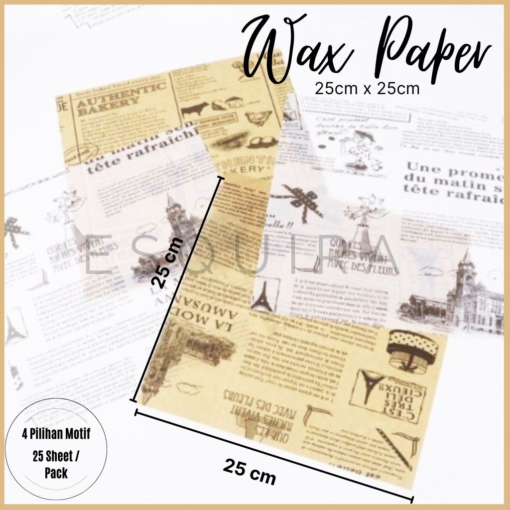 Wax Paper 25PCS/ Korean Bento Cake / Baking Paper 25CM x 25CM English Cake