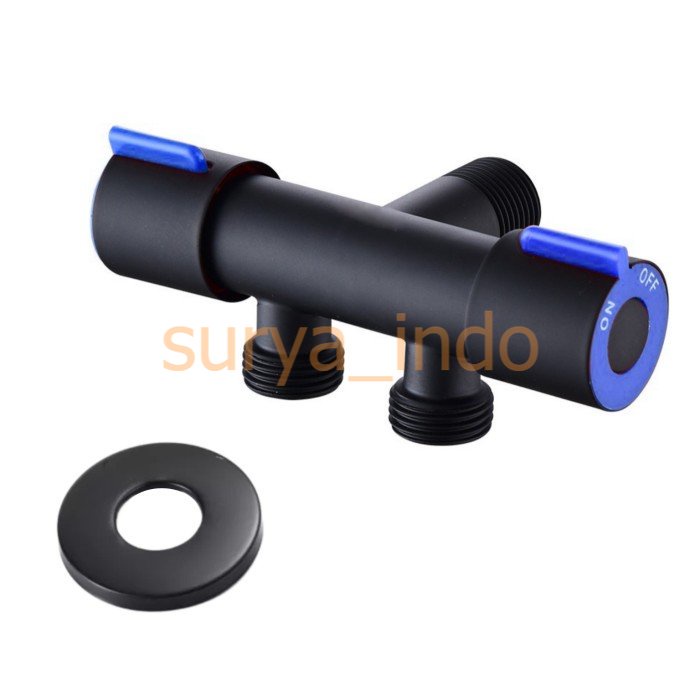 KERAN AIR CABANG HITAM 1/2&quot; STOP KRAN TOILET DOUBLE STOPKRAN KLOSET