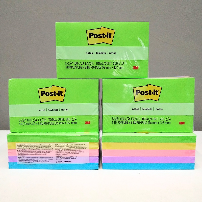 

3M post it sticky note 655-5UC 3inch x 5inch 5cols @100lembar