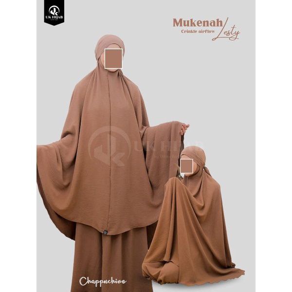 Lesty One Set Mukena Dewasa Crinkle Airflow Premium Mukena polos Traveling Umroh Pakaian Sholat Wanita Kekinian